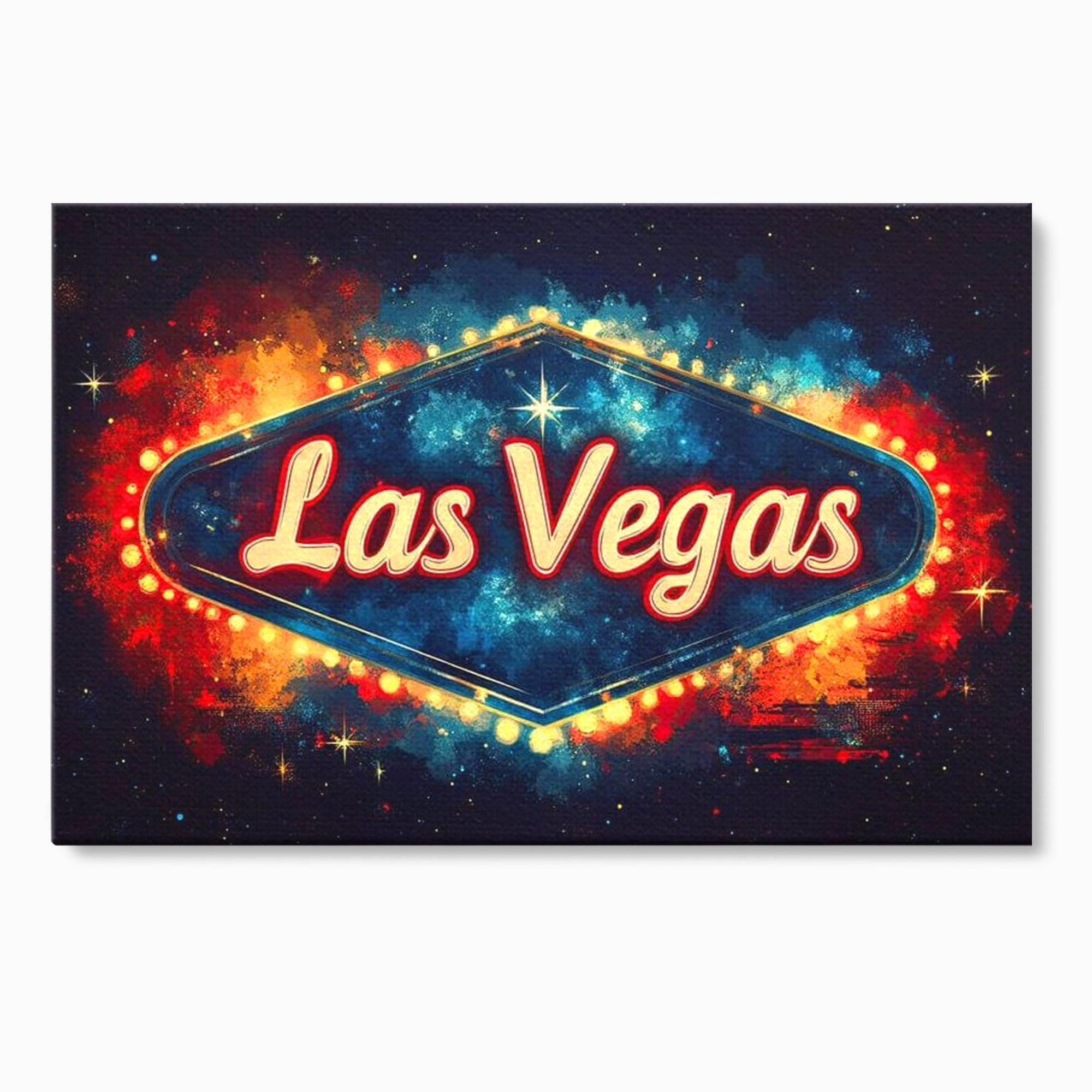 Tablou canvas cu tablou canvas cu semn neon las vegas, fara rama, pe sasiu de lemn